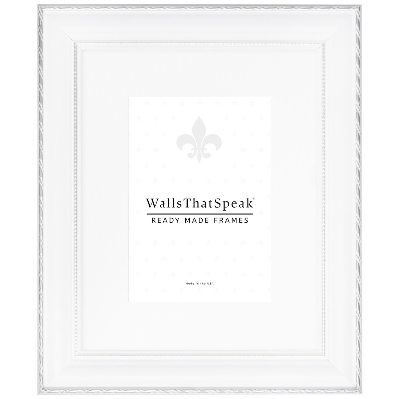 Victoria 1.375", Ornate White and Silver Matted Picture Frame by wallsthatspeak